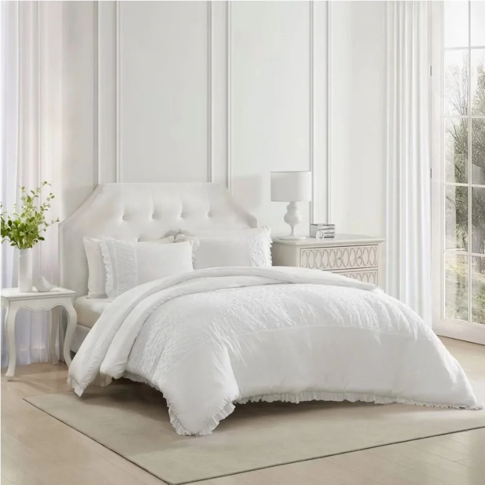 2pc Eyelet Ruffle Comforter Bedding Set White Twin Extra Laura Ashley